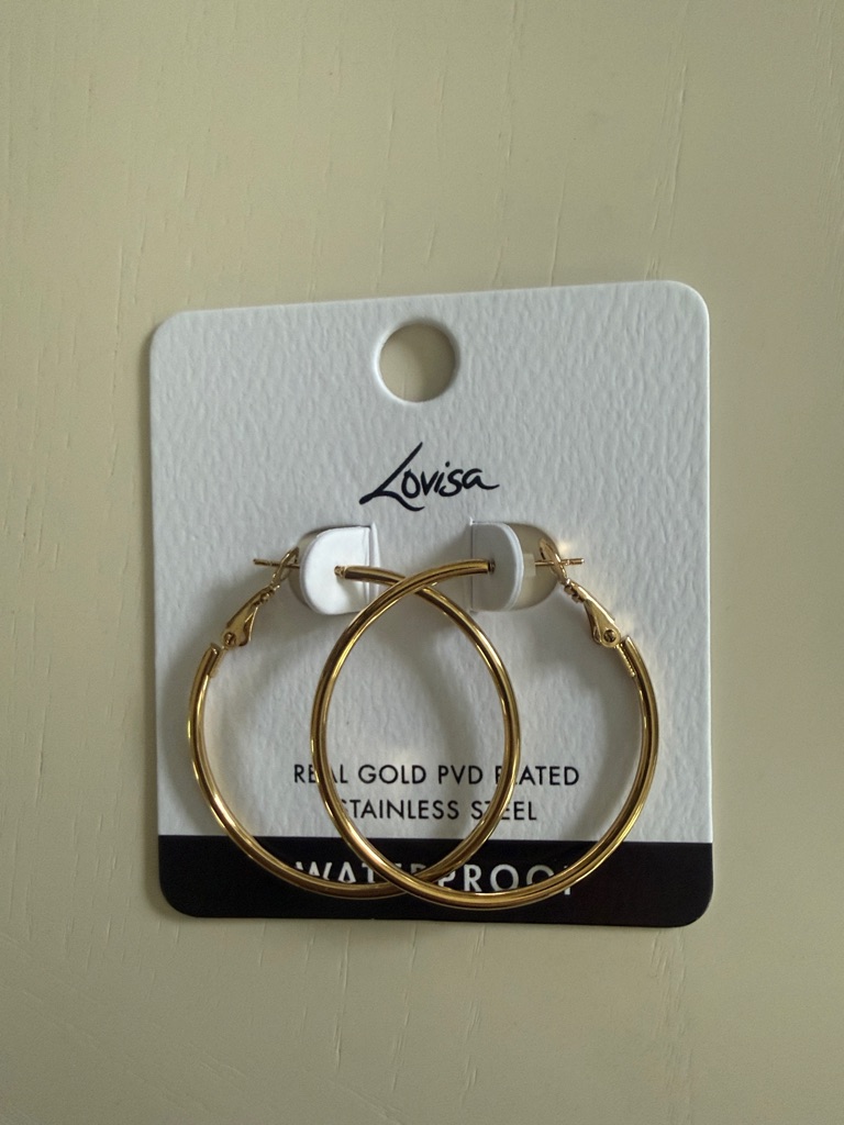 Lovisa Gold Hoop Earrings - Medium Shiny Gold Hoops